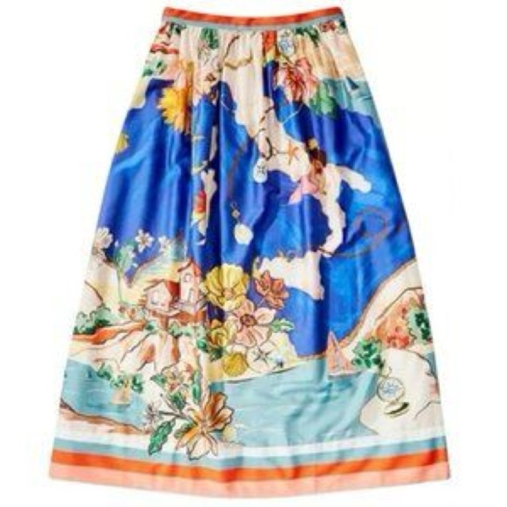 Antonio Melani NWT blue/yellow two-piece skirt set "Callista" ocean print sz 4 - Picture 4 of 6